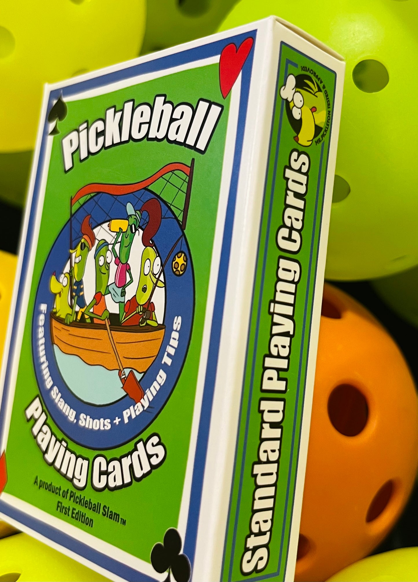 side of pickleball playing cards showing that they are standard playing cards